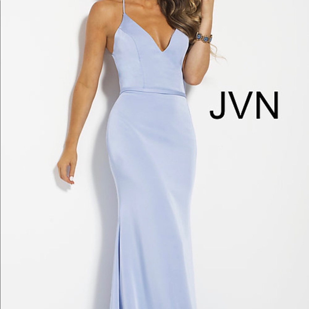 Sky Blue Satin Prom Dress